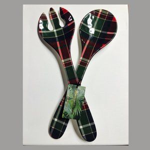 Tommy Bahama Melamine Red/Green Plaid Salad Server